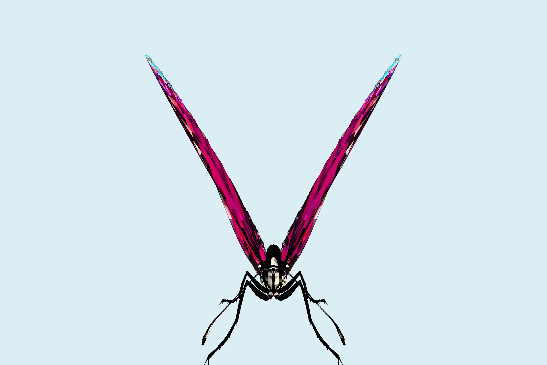 Batterfly粉红色低多边形艺术昆虫