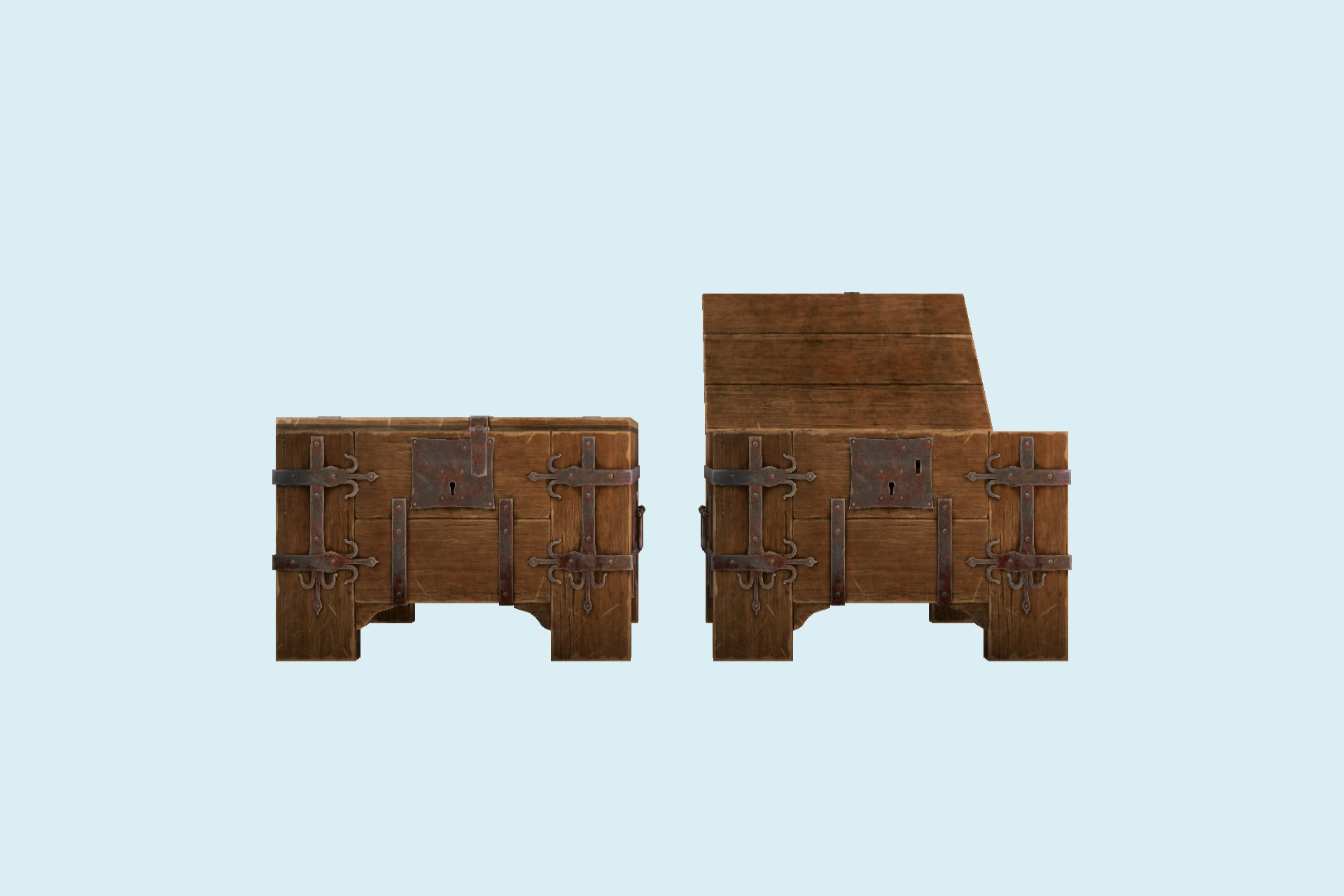 中世纪木制箱子