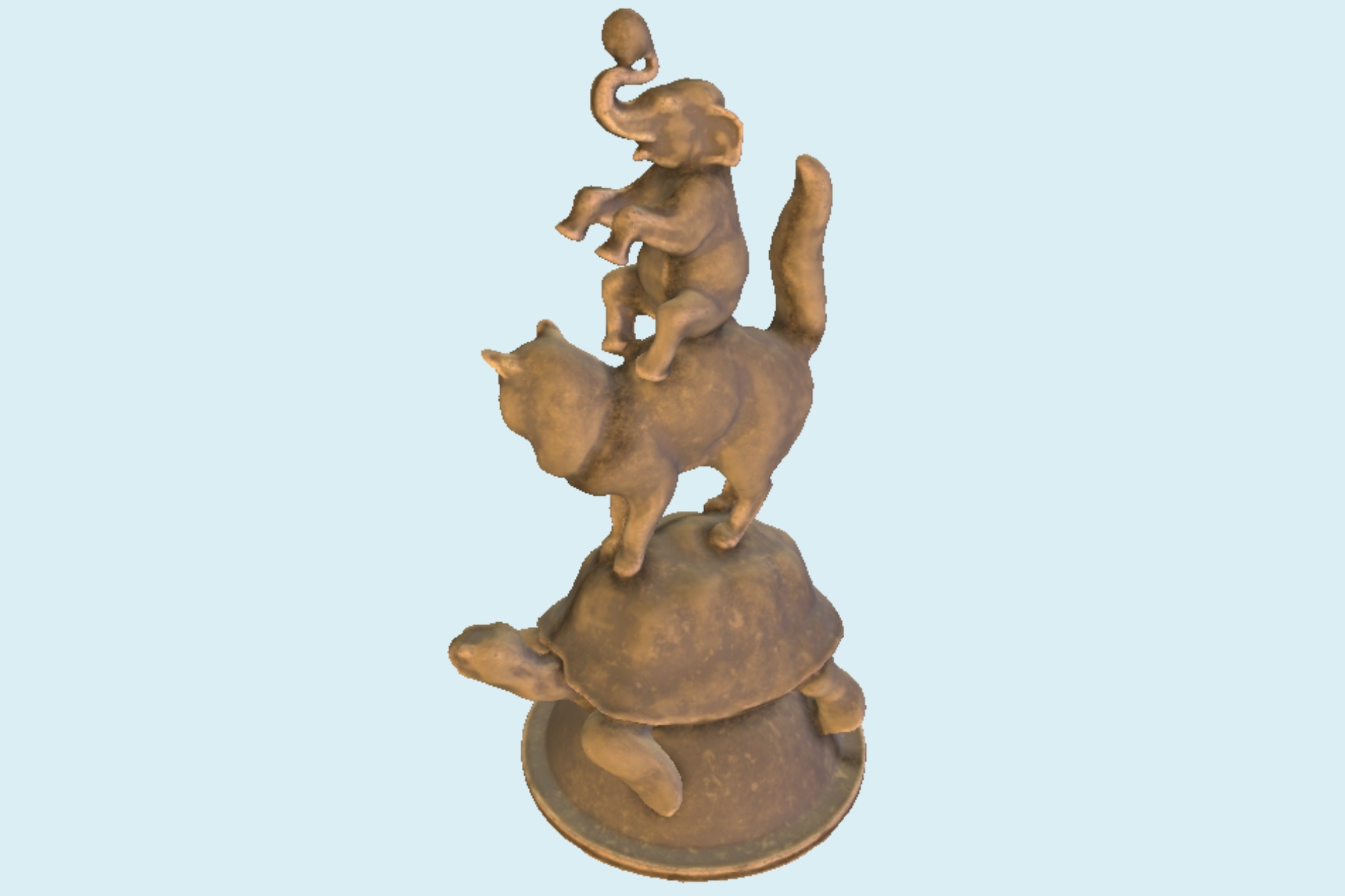 乌龟-猫-象雕塑