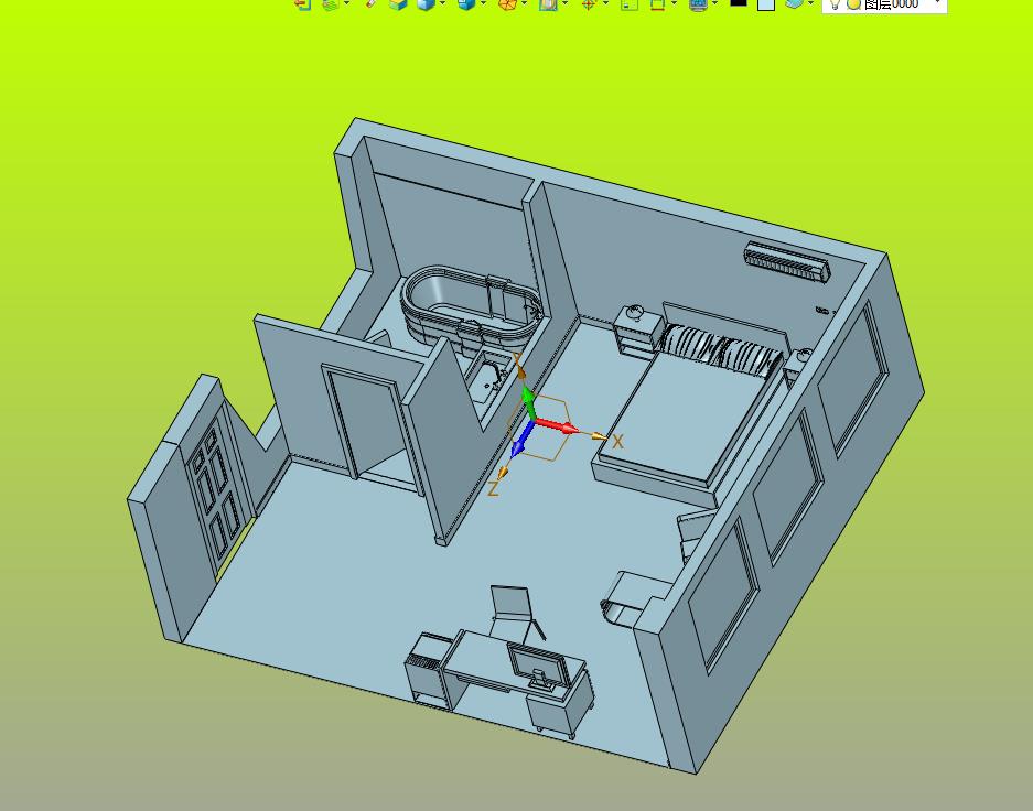 宾馆卧室房间布置3d效果图