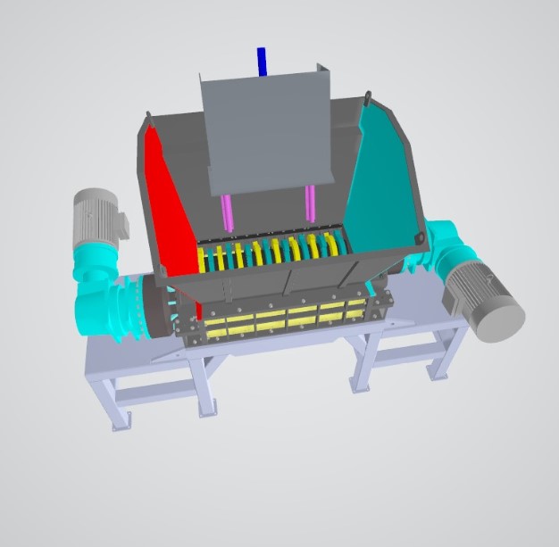 雙軸撕碎機三維圖紙