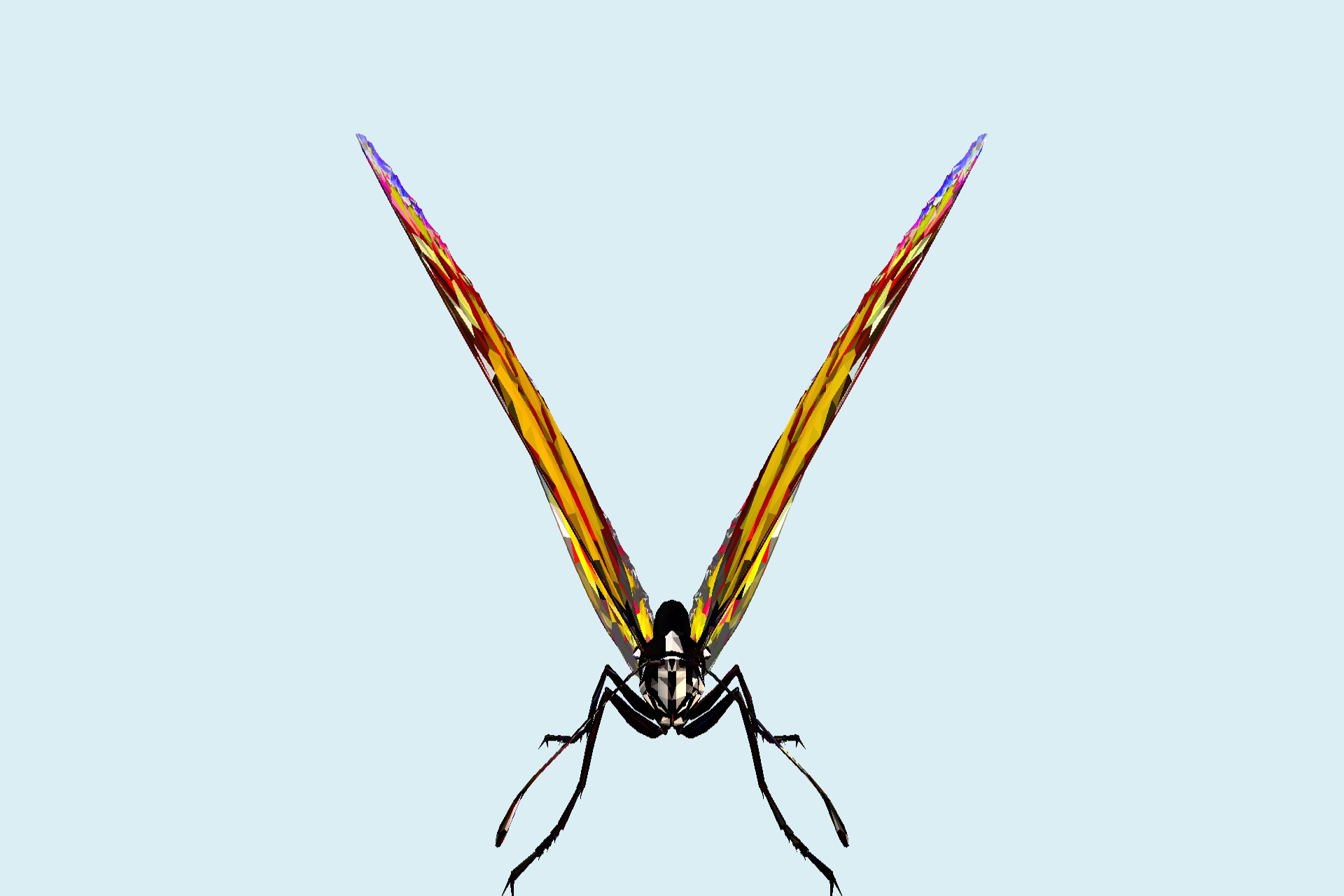 蝴蝶黄色低多边形艺术昆虫