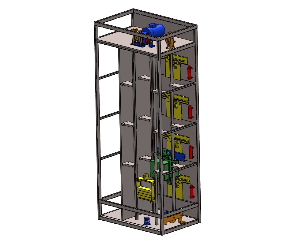 單控4層電梯3D圖